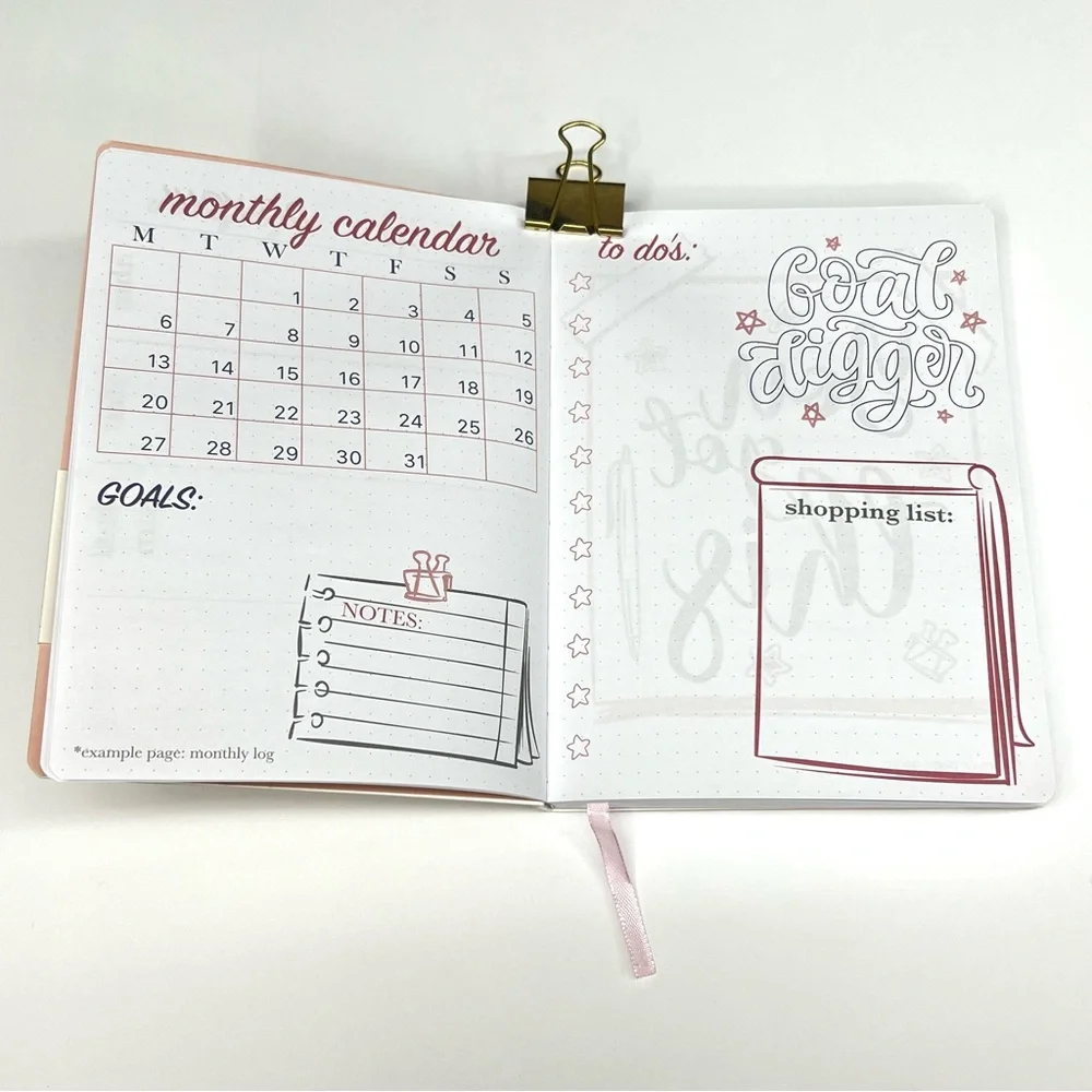 Bullet Journal Hardcover Dotted Gridded Notebook Customizable Bujo Purple